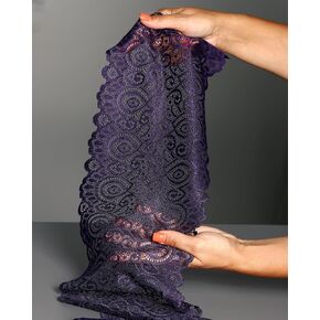 7 Inches by 5 Yards Stretch Sewing Lace Trim Fabric Elastic Ribbon Continuous Roll by Alice Crafts | Black