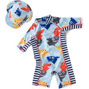 famuka Little Kid One Piece Swimsuit Shark Rash Guard Toddler Boy Swimwear Bathing Suit