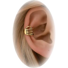 Halloween Skeleton Hand Ear Cuffs Gothic Skull Finger Ear Cuffs Clip Earrings for Women Halloween Theme Party