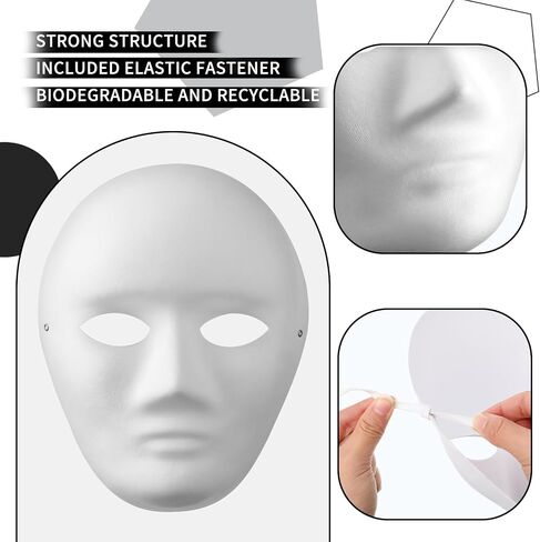 Hiboom 80 Pcs DIY Full Face Masks Paintable Paper Mask Paper Mache Masks Masquerade Mask, Halloween Mask and Classroom Art in Saudi Arabia