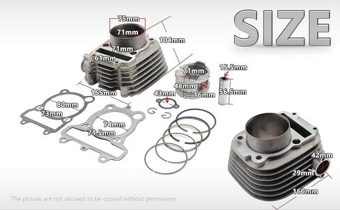 71MM Cylinder Head Piston Gasket Top End Kit Fit for Yamaha Timberwolf 250 1992 1993 1994 1995 1996 1997 1998 1999 2000 in Saudi Arabia