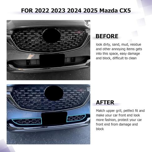 LUWU Front Grill Mesh Compatible With 2022 2023 2024 2025 Mazda CX-5 Front Mesh Grill Inserts Trims Front Mesh Grille Cover Guard for 2024 2025 Mazda CX5 Car Exterior Accessories ABS Material, 2PCS in Saudi Arabia