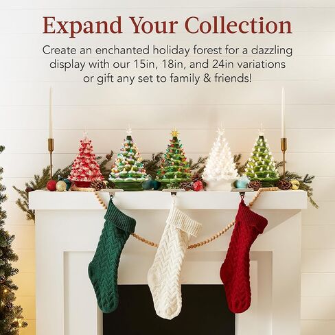 Best Choice Products 15in Ceramic Christmas Tree, Pre-lit Hand-Painted Tabletop Holiday Tree, Star Topper, 64 Lights - Green w/Multicolored Bulbs in Saudi Arabia
