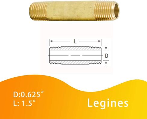 حلمة طويلة مناسبة للأنابيب النحاسية من Legines، موصل مستقيم موسع ذكر 3/8 بوصة NPT ذكر × 3/8 بوصة NPT، طول 1-1/2 بوصة 1200 رطل لكل بوصة مربعة (عبوة من 5) in Kuwait