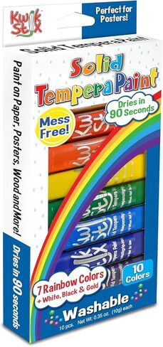 أعواد طلاء تمبرا صلبة من كويك ستيكس، 10 ألوان جوهرية، أعواد طلاء قابلة للغسل للأطفال، تجفيف سريع للغاية، غير سامة، خالية من مسببات الحساسية، أعواد طلاء بألوان الجوهرة، طلاء للأطفال والأطفال الصغار in Kuwait