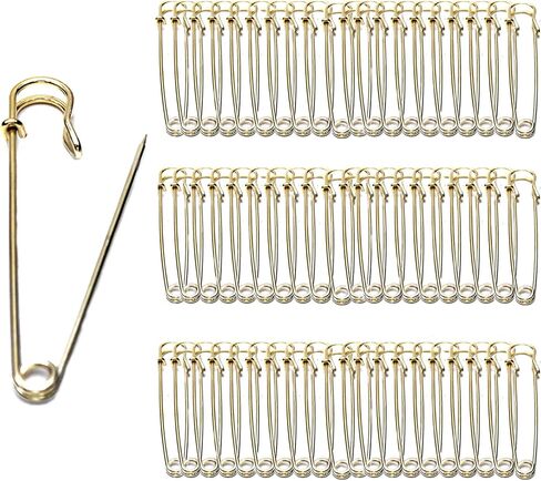 Safety Pins, 2" Large Safety Pins, Set of 60, Large Safety Pins, Clothing Safety Pins, Blankets, Crafts, Skirts, Short Skirts, Oversized Heavy Duty Safety Pins (Gold) in Saudi Arabia