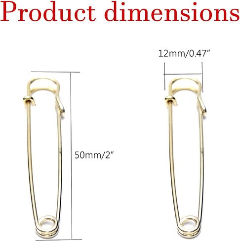 Safety Pins, 2" Large Safety Pins, Set of 60, Large Safety Pins, Clothing Safety Pins, Blankets, Crafts, Skirts, Short Skirts, Oversized Heavy Duty Safety Pins (Gold) in Saudi Arabia