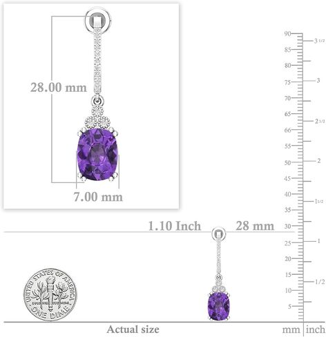 Dazzlingrock Collection 9x7mm Each Cushion Gemstone & Round White Diamond J-Shape Dangle Drop Earrings for Her in Gold in Saudi Arabia