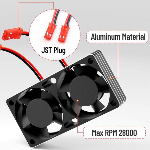 OGRC 30mm RC Motor Cooling Fan 28000RPM Heatsink for 1/8 1/10 1/12 Scale 3650 3660 540 550 Brushless Motor in Kuwait