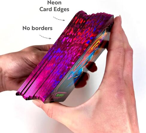 بطاقات CRAFTERIAN Neon Tarot │ 78 بطاقة Tarot │ بطاقات Tarot الأصلية للمبتدئين والخبراء مع كتاب إرشادي وحواف من الرقائق المعدنية │ لعبة قراءة الطالع، أدوات العرافة لجميع مستويات المهارة،. in Kuwait