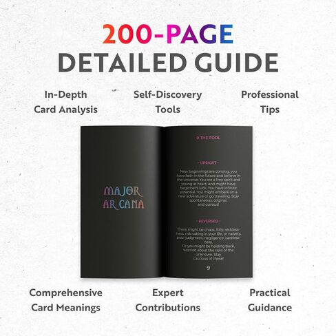 بطاقات CRAFTERIAN Neon Tarot │ 78 بطاقة Tarot │ بطاقات Tarot الأصلية للمبتدئين والخبراء مع كتاب إرشادي وحواف من الرقائق المعدنية │ لعبة قراءة الطالع، أدوات العرافة لجميع مستويات المهارة،. in Kuwait