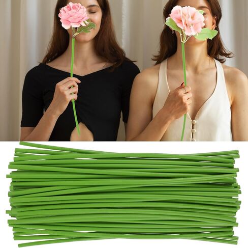50 Pcs Green Tubing Roll for Bundling Artificial Floral Stems 12-inch Plastic Flower Tubes Flower Stem Covers DIY Kit for Wedding Bouquet Corsage and Floral Arrangement(Diameter: 6mm) in Saudi Arabia