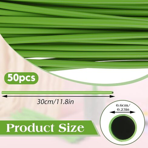50 Pcs Green Tubing Roll for Bundling Artificial Floral Stems 12-inch Plastic Flower Tubes Flower Stem Covers DIY Kit for Wedding Bouquet Corsage and Floral Arrangement(Diameter: 6mm) in Saudi Arabia