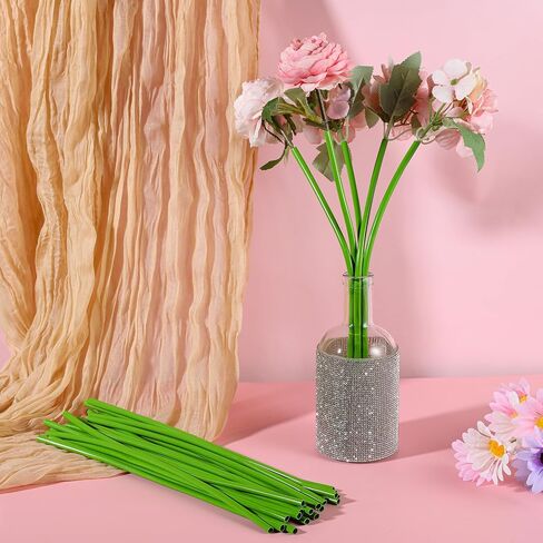 50 Pcs Green Tubing Roll for Bundling Artificial Floral Stems 12-inch Plastic Flower Tubes Flower Stem Covers DIY Kit for Wedding Bouquet Corsage and Floral Arrangement(Diameter: 6mm) in Saudi Arabia