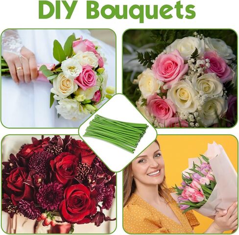 50 Pcs Green Tubing Roll for Bundling Artificial Floral Stems 12-inch Plastic Flower Tubes Flower Stem Covers DIY Kit for Wedding Bouquet Corsage and Floral Arrangement(Diameter: 6mm) in Saudi Arabia