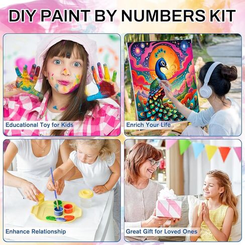 WEMEON Elephant Paint by Numbers Kit for Kids with Framed- Easy Paint by Numbers Kit for Kids Age 4-12, Simple Painting Paint by Numbers for Gift Home Wall Decor(10x10Inch) in Saudi Arabia