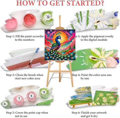 WEMEON Elephant Paint by Numbers Kit for Kids with Framed- Easy Paint by Numbers Kit for Kids Age 4-12, Simple Painting Paint by Numbers for Gift Home Wall Decor(10x10Inch) in Saudi Arabia
