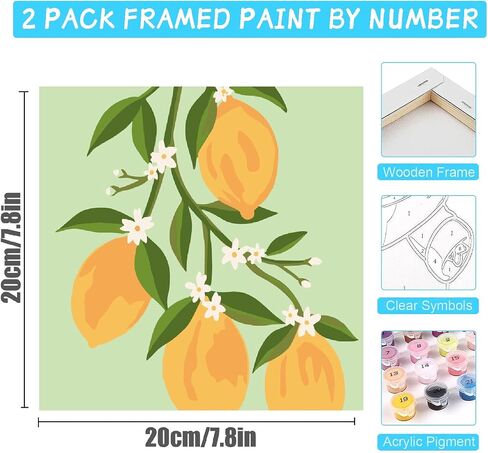 Amzdiyfun 4 Packs Framed Landscape Paint by Numbers Kit for Adults,DIY Adult Paint by Number Kits on Canvas,Acrylic Painting by Numbers for Home Wall Decor,7.8x7.8inch. in Saudi Arabia