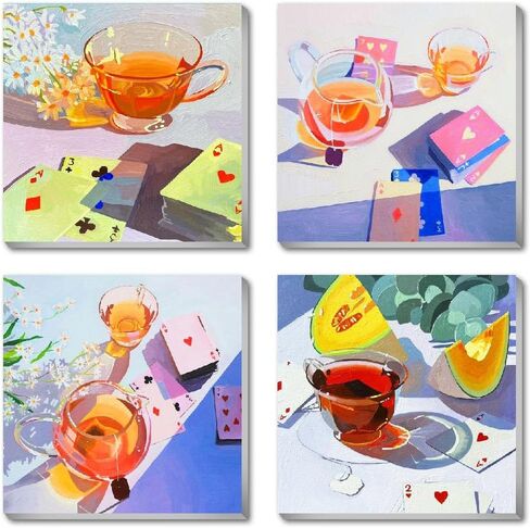 Amzdiyfun 4 Packs Framed Landscape Paint by Numbers Kit for Adults,DIY Adult Paint by Number Kits on Canvas,Acrylic Painting by Numbers for Home Wall Decor,7.8x7.8inch. in Saudi Arabia