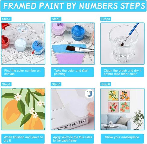 Amzdiyfun 4 Packs Framed Landscape Paint by Numbers Kit for Adults,DIY Adult Paint by Number Kits on Canvas,Acrylic Painting by Numbers for Home Wall Decor,7.8x7.8inch. in Saudi Arabia