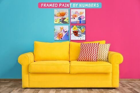 Amzdiyfun 4 Packs Framed Landscape Paint by Numbers Kit for Adults,DIY Adult Paint by Number Kits on Canvas,Acrylic Painting by Numbers for Home Wall Decor,7.8x7.8inch. in Saudi Arabia