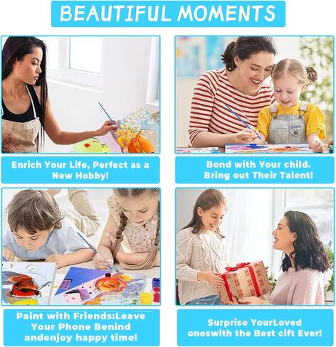 Amzdiyfun 4 Packs Framed Landscape Paint by Numbers Kit for Adults,DIY Adult Paint by Number Kits on Canvas,Acrylic Painting by Numbers for Home Wall Decor,7.8x7.8inch. in Saudi Arabia