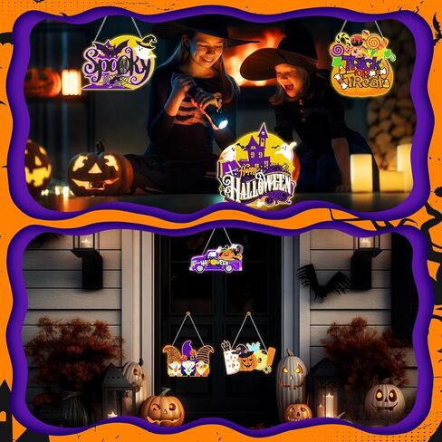 Chiisong 6 Pcs Halloween Diamond Painting Glow in The Dark Diamond Art Painting Kits Pumpkin Gnome Spooky Shaped Diamond Paintings Hanging Ornaments for DIY Halloween Holiday Party Decoration Gift in Saudi Arabia