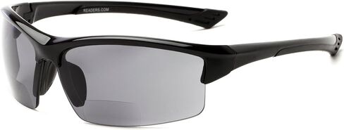 Sport & Wrap-Around Bifocal Reading Sunglasses in Matte Black with Smoke Lenses by Readers.com | The Roster | +3.00 in Saudi Arabia