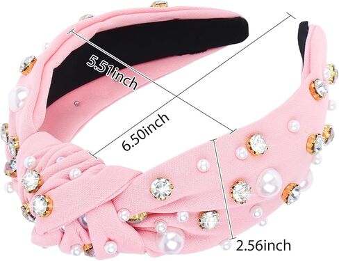 Pink Pearl Wide Headband for Women Girls Women Rhinestone Headband Wide Knotted Headband for Women Hair Accessories Wide Top Knot Headbands in Kuwait