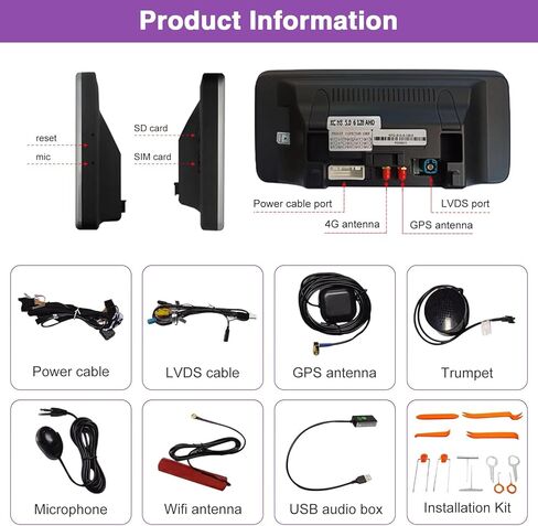 ستيريو سيارة اندرويد 11 بشاشة لمس 12.3 انش 6+128G لسيارة مرسيدس بنز فئة A/B W176 W246 GLA C117 X117 X156 2013-2015 مع NTG4.5/4.7، يدعم كاربلاي لاسلكي اندرويد وميرورلينك in Kuwait
