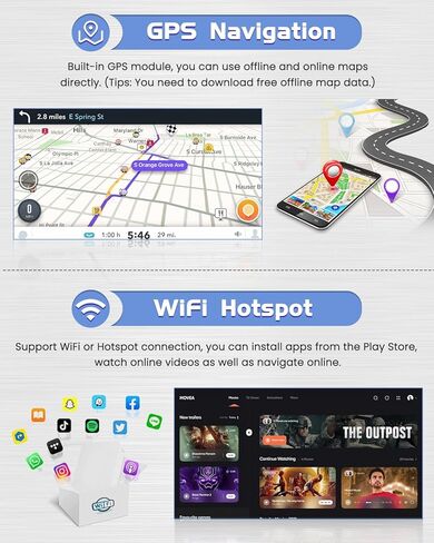 Roinvou 2+64G Android 13 CarPlay Stereo for 2000-2003 Toyota RAV4, Built-in Wireless CarPlay Radio with Android Auto, 9'' Touch Screen in-Dash GPS Navigation Support Mirror Link BT HiFi WiFi RDS SWC in Kuwait