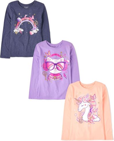 The Children's Place Girls' Unicorn Long Sleeve Graphic T-Shirts, Multipacks in Saudi Arabia