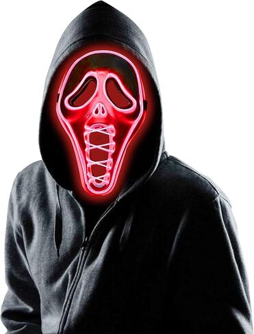 قناع الهالوين المخيف بإضاءة LED قناع التطهير لأزياء الهالوين التنكرية للمهرجانات in Kuwait