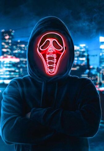 قناع الهالوين المخيف بإضاءة LED قناع التطهير لأزياء الهالوين التنكرية للمهرجانات in Kuwait