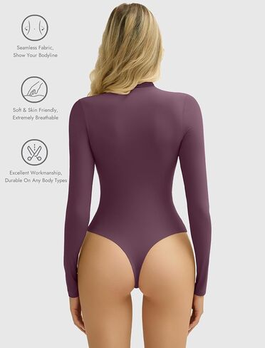 Avidlove Bodysuits for Women High Neck Long Sleeve Body Suits Snap Closure Double Lined Mock Neck Bodysuit Soft in Saudi Arabia