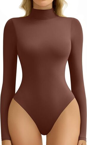 Avidlove Bodysuits for Women High Neck Long Sleeve Body Suits Snap Closure Double Lined Mock Neck Bodysuit Soft in Saudi Arabia
