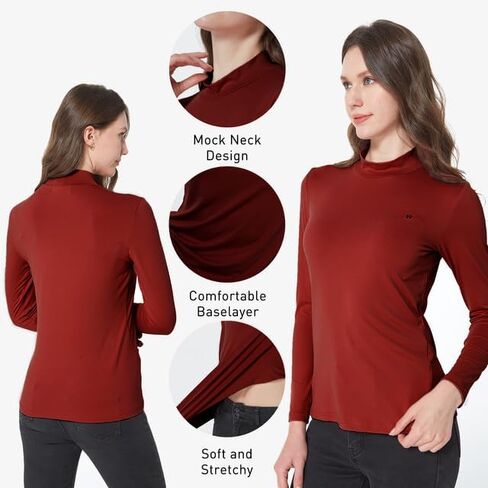 SSLR Mock Turtleneck for Women Mock Neck Top Long Sleeve T Shirt Casual Basic Active Layer in Kuwait
