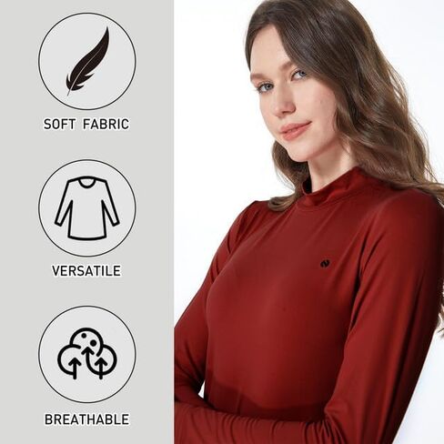 SSLR Mock Turtleneck for Women Mock Neck Top Long Sleeve T Shirt Casual Basic Active Layer in Kuwait