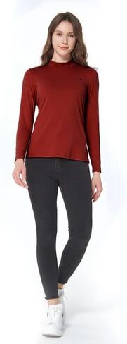 SSLR Mock Turtleneck for Women Mock Neck Top Long Sleeve T Shirt Casual Basic Active Layer in Kuwait