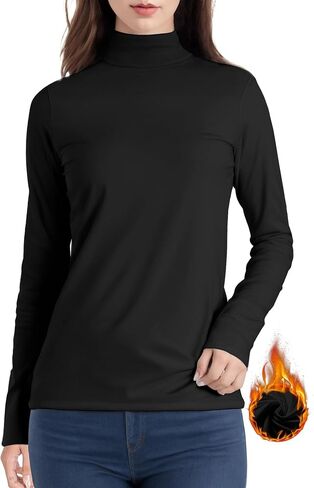 Womens Long Sleeve Turtleneck Thermal T-Shirts Mock Neck Underwear Fashion Tops for Winter Cold Weather in Kuwait