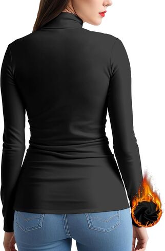 Womens Long Sleeve Turtleneck Thermal T-Shirts Mock Neck Underwear Fashion Tops for Winter Cold Weather in Kuwait