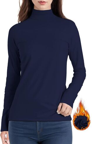 Womens Long Sleeve Turtleneck Thermal T-Shirts Mock Neck Underwear Fashion Tops for Winter Cold Weather in Kuwait