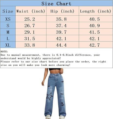Baggy Jeans for Women Teen Girls High Waist Straight Leg Stretch Y2K Denim Pants Loose Fit Letter Print Cute Boyfriend Jeans in Kuwait