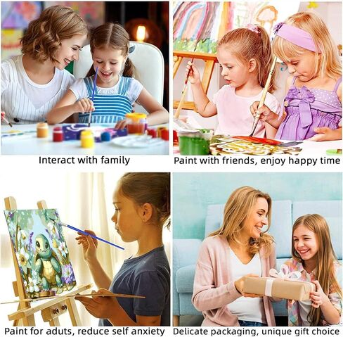 mrpwnle 4 Pack Paint by Numbers for Kids - Paint by Number for Kids Beginners Easy Acrylic Watercolor Paint Numbers Canvas Arts for Kids Ages 4-8, Kid Oil Painting Paint by Number Kits 8x8in in Saudi Arabia