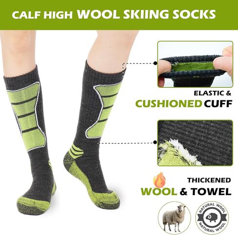 3 Pairs Mens Wool Skiing Socks, Thermal Snowboarding Over the Calf Warm Sock for Sports Hiking Hunting Outdoor in Saudi Arabia