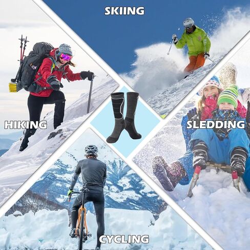 3 Pairs Mens Wool Skiing Socks, Thermal Snowboarding Over the Calf Warm Sock for Sports Hiking Hunting Outdoor in Saudi Arabia