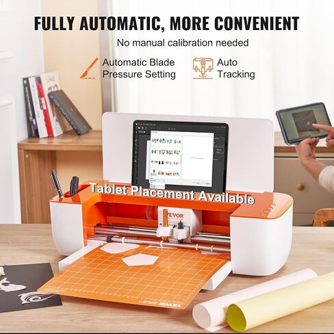 VEVOR Vinyl Cutter Machine, Bluetooth Connectivity DIY Cutting Machine, Compatible with iOS, Windows, Android, and Mac, Massive Designs Included, for Creating Customized Cards, Home Decor in Saudi Arabia