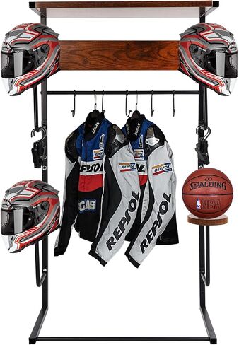 Helmet Holder Wall Mount,Retro Ironwood Motorcycle Helmet Holder With 4 Glove Clips For Most Of Helmet And Clothes (Small) in Saudi Arabia