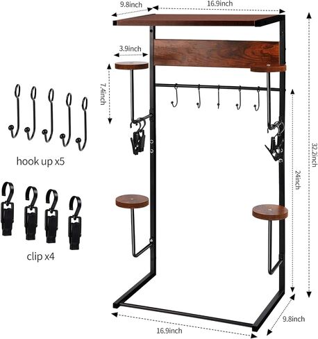 Helmet Holder Wall Mount,Retro Ironwood Motorcycle Helmet Holder With 4 Glove Clips For Most Of Helmet And Clothes (Small) in Saudi Arabia