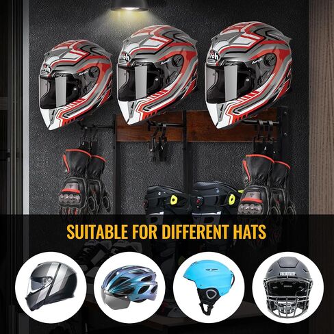 Helmet Holder Wall Mount,Retro Ironwood Motorcycle Helmet Holder With 4 Glove Clips For Most Of Helmet And Clothes (Small) in Saudi Arabia